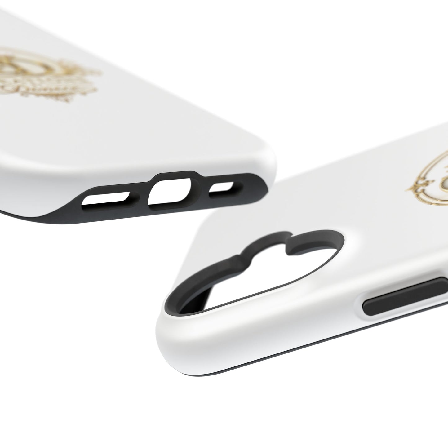 Magnetic Impact-Resistant Phone Case — Gold Floral Crest Logo