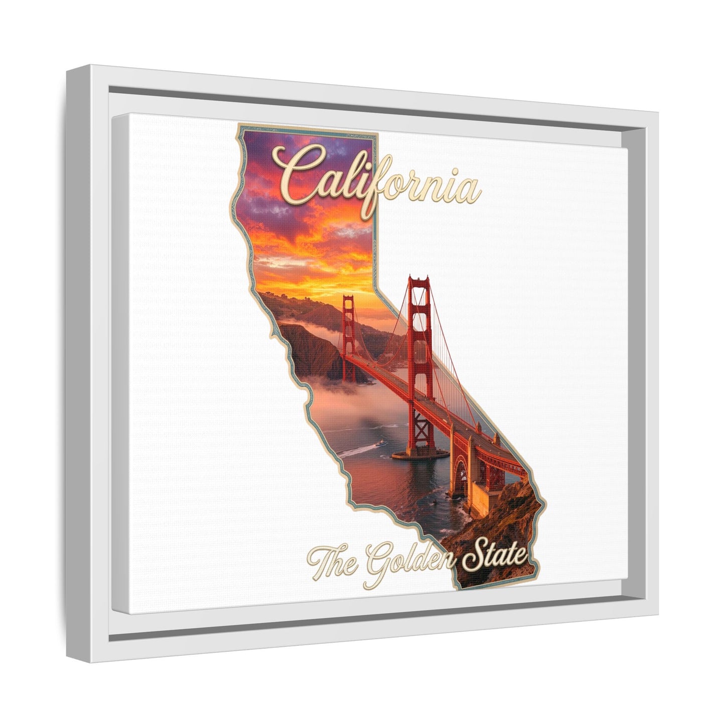 California Golden Gate Map Matte Canvas Print (Framed)
