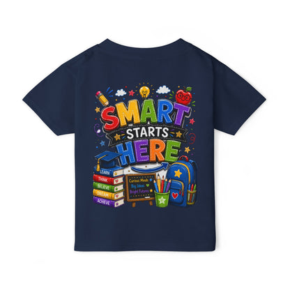 Toddler T-Shirt - "Smart Starts Here" Back-to-School Schoolhouse Design