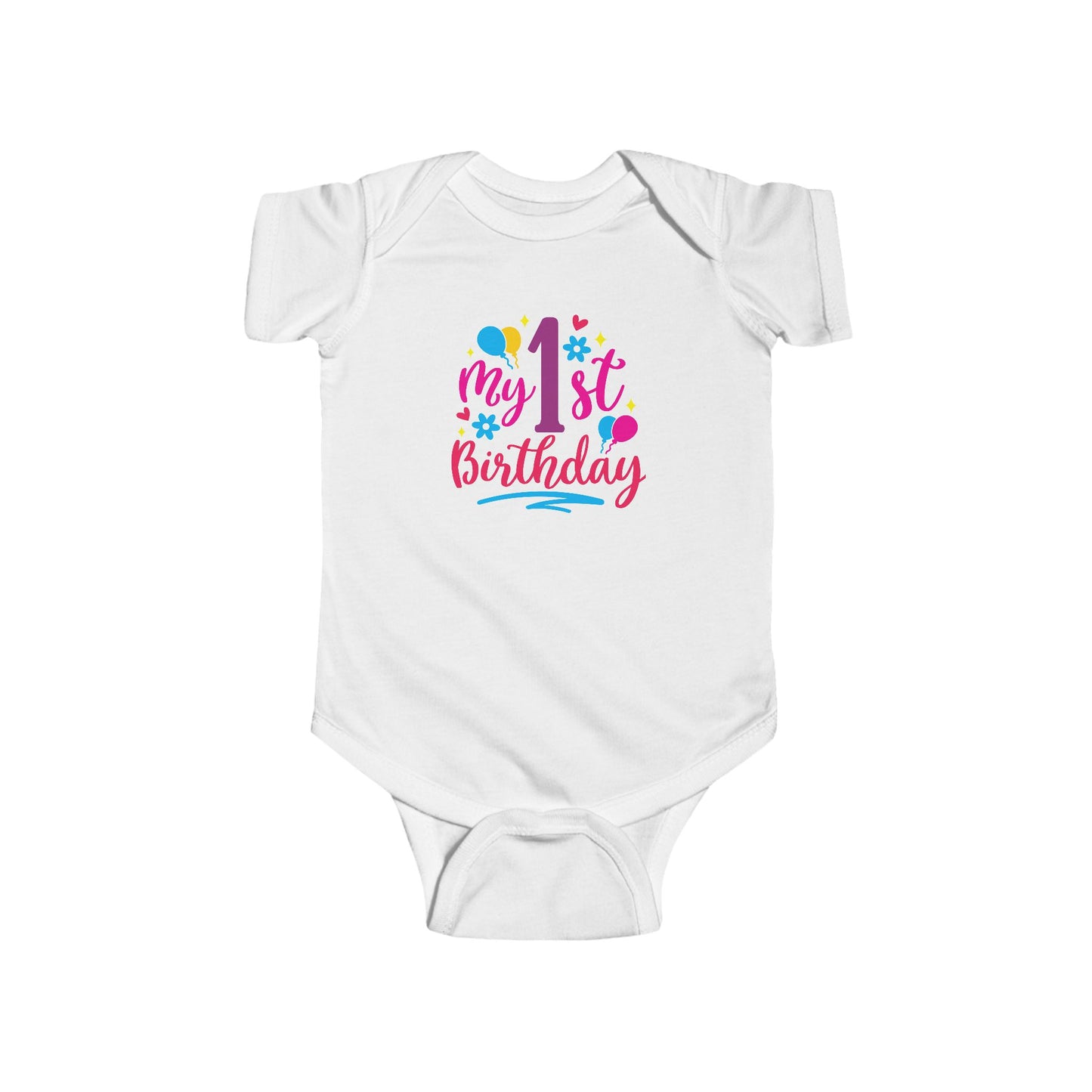 Baby Bodysuit — "My 1st Birthday" Colorful First Birthday Infant Onesie