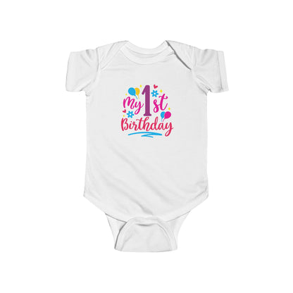 Baby Bodysuit — "My 1st Birthday" Colorful First Birthday Infant Onesie