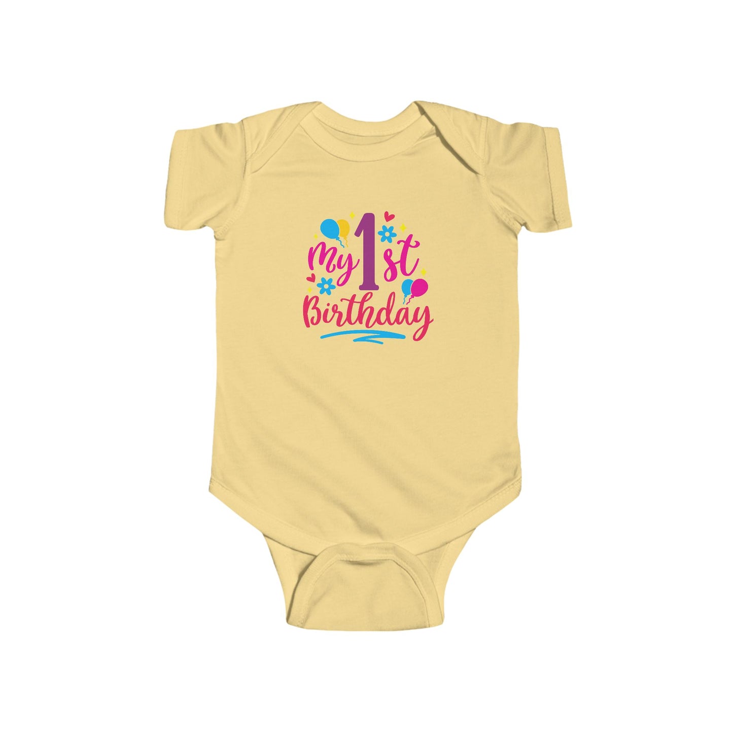 Baby Bodysuit — "My 1st Birthday" Colorful First Birthday Infant Onesie