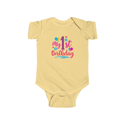 Baby Bodysuit — "My 1st Birthday" Colorful First Birthday Infant Onesie