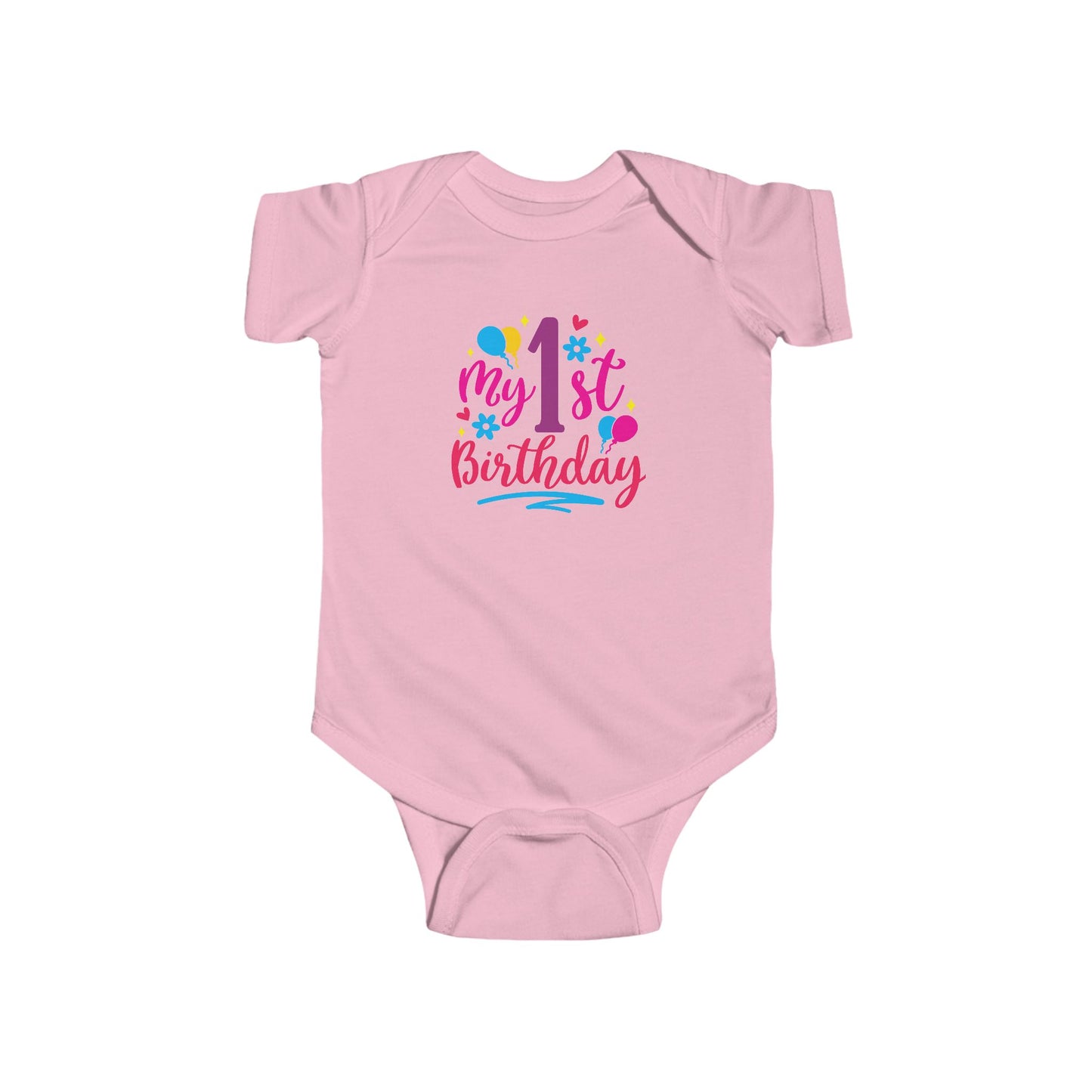 Baby Bodysuit — "My 1st Birthday" Colorful First Birthday Infant Onesie
