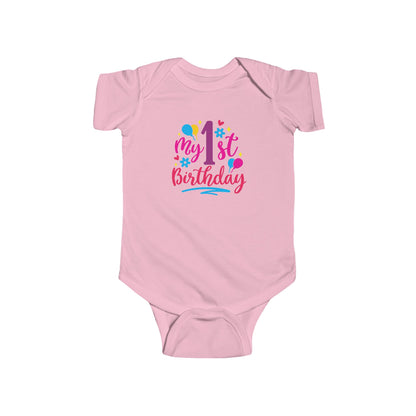 Baby Bodysuit — "My 1st Birthday" Colorful First Birthday Infant Onesie