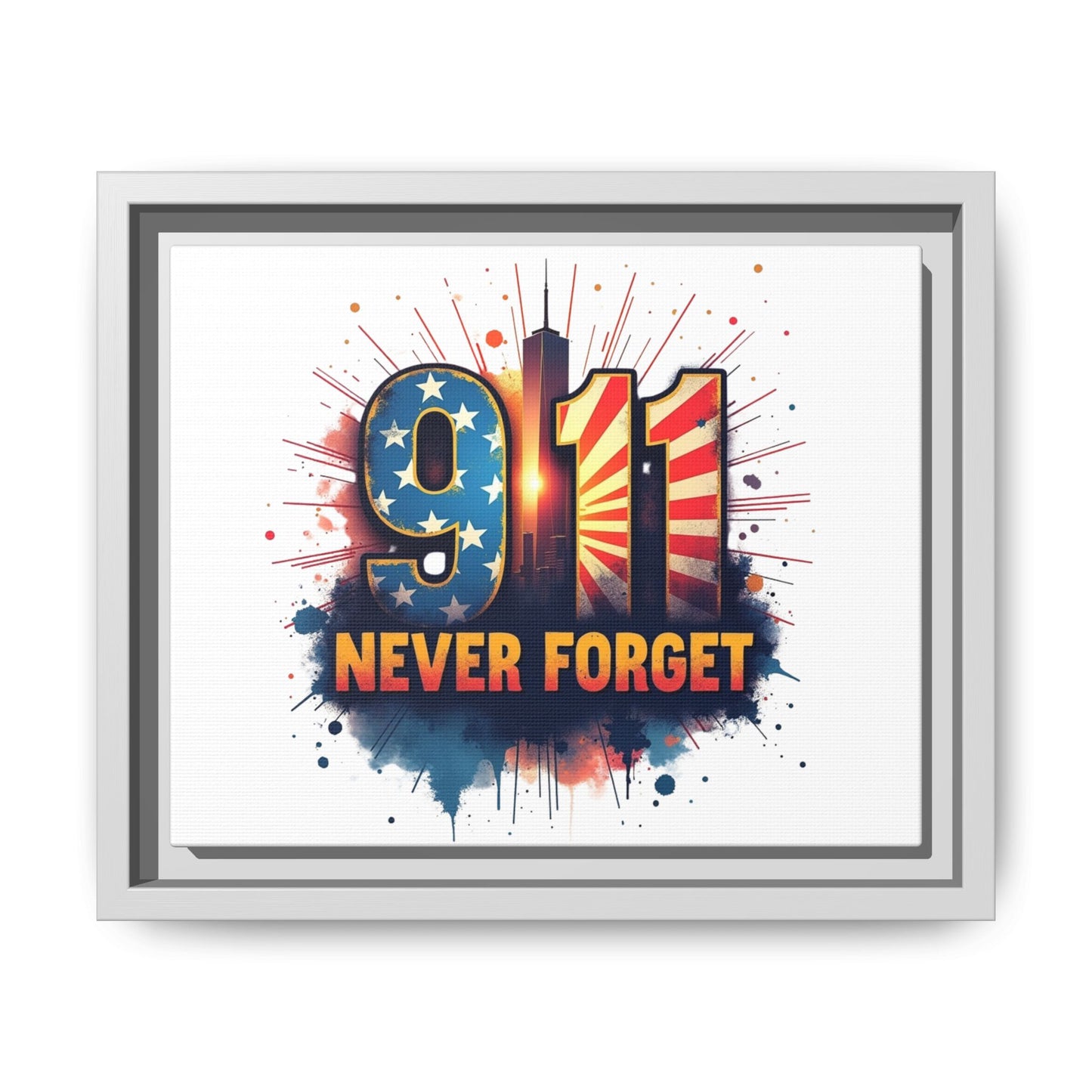 Framed Canvas Wall Art — “9·11 Never Forget” Memorial Print