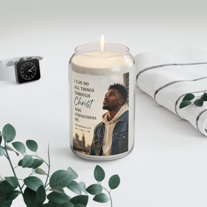 Inspirational Scripture Candle — “I Can Do All Things Through Christ” Scented Soy Candle (13.75 oz)