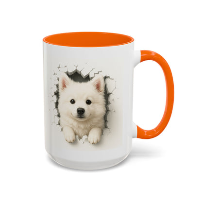 White Samoyed Puppy Accent Coffee Mug — Cute Dog Breakthrough Design (11/15 oz)