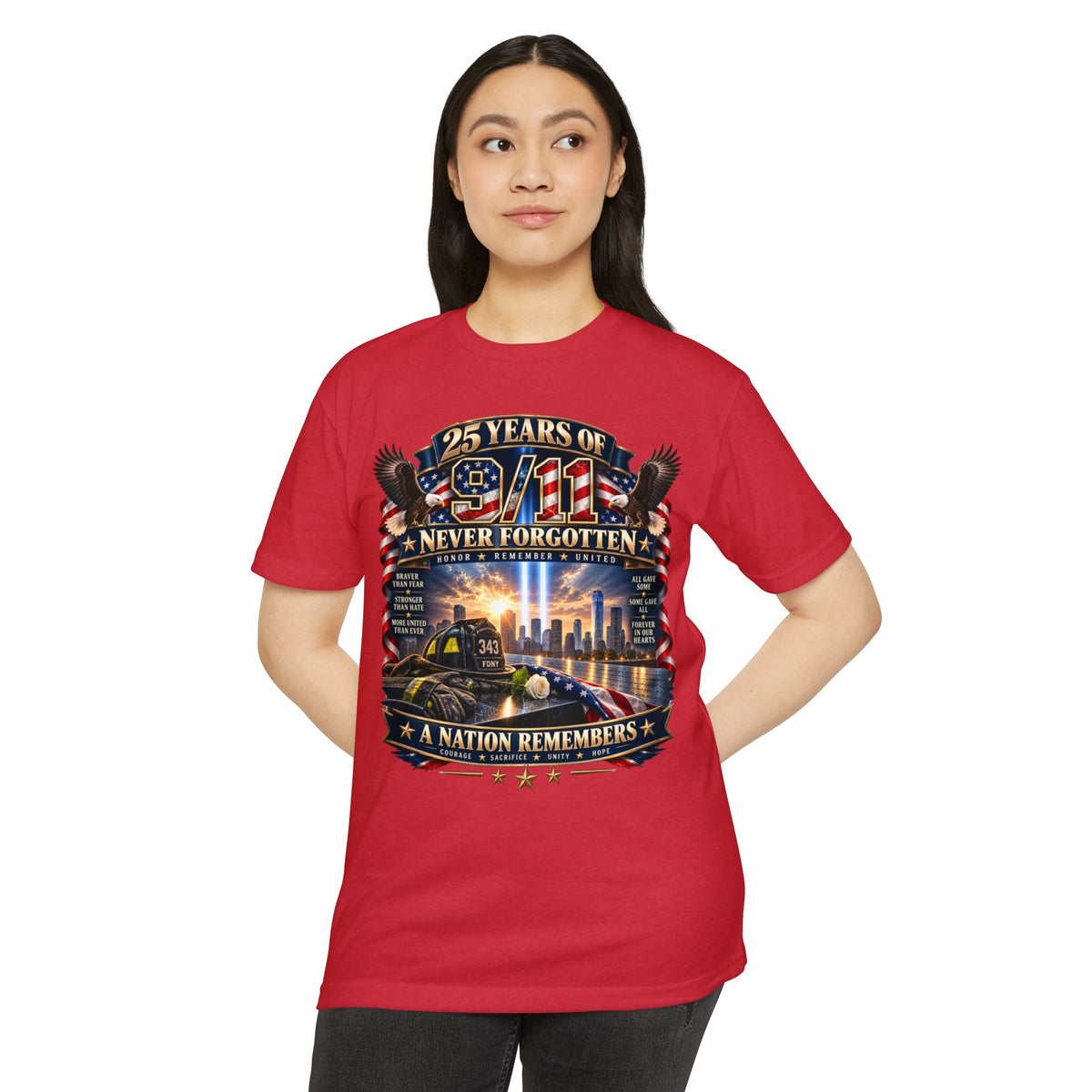 9/11 Memorial T-Shirt – "25 Years of 9/11 Never Forgotten" Tribute Tee