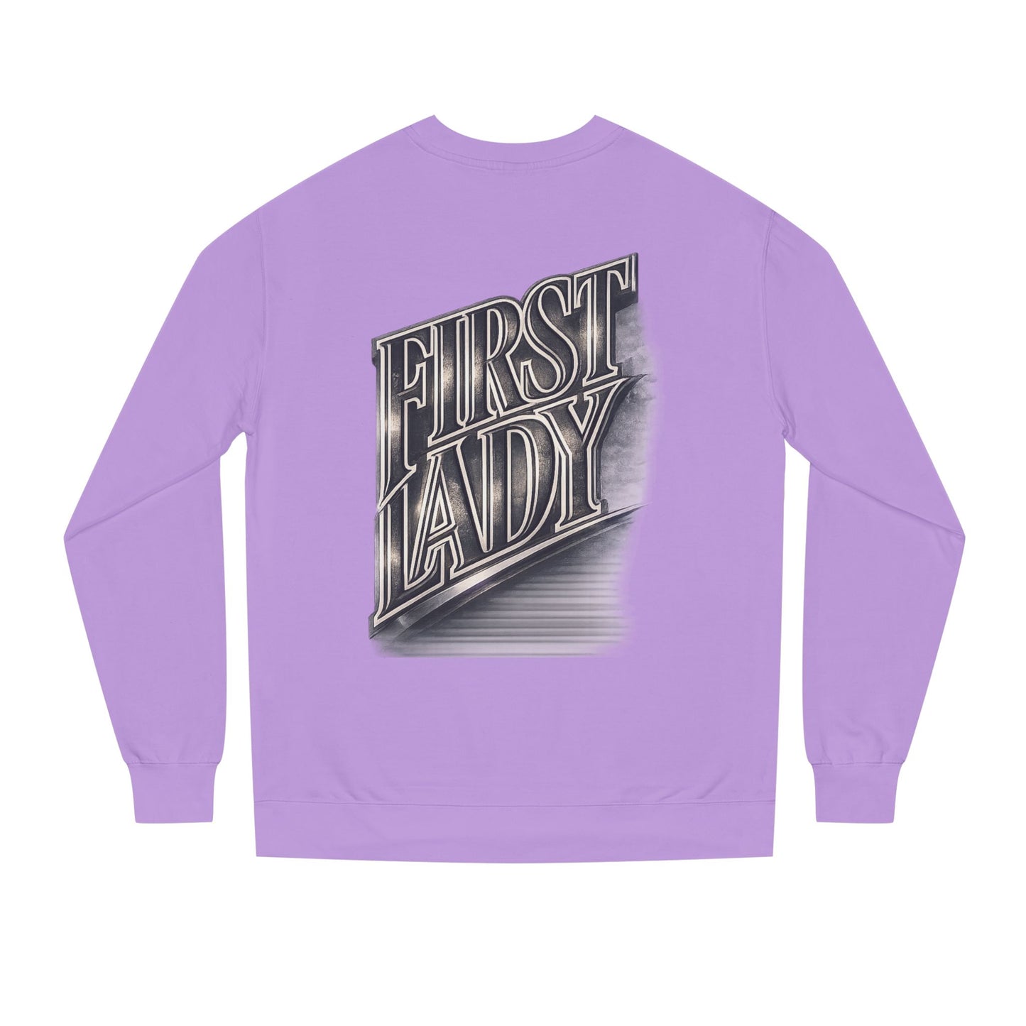 First Lady Graphic Sweatshirt — Retro Metallic Typography Crewneck