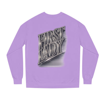 First Lady Graphic Sweatshirt — Retro Metallic Typography Crewneck