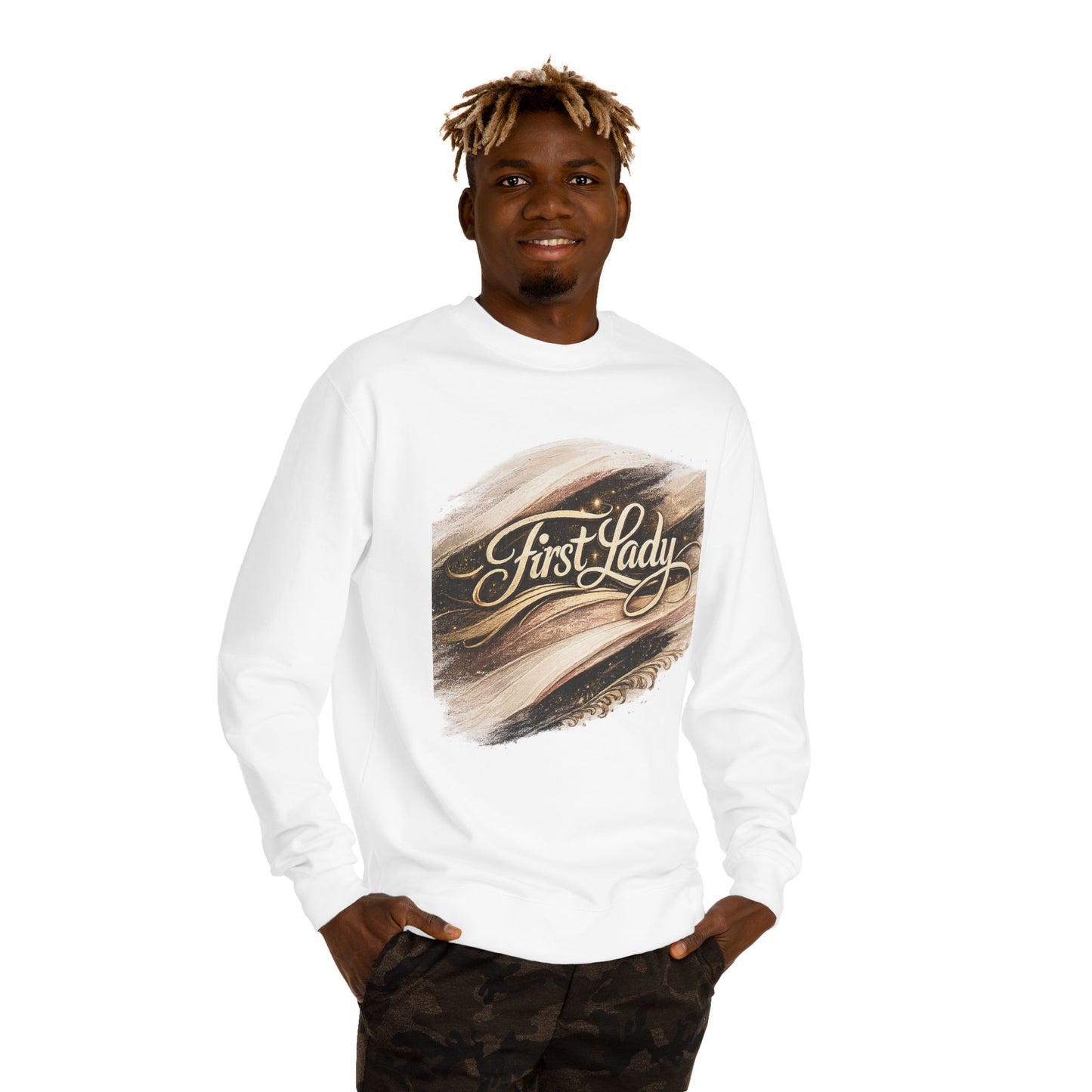 First Lady Crewneck Sweatshirt — Elegant Brushstroke Script Design