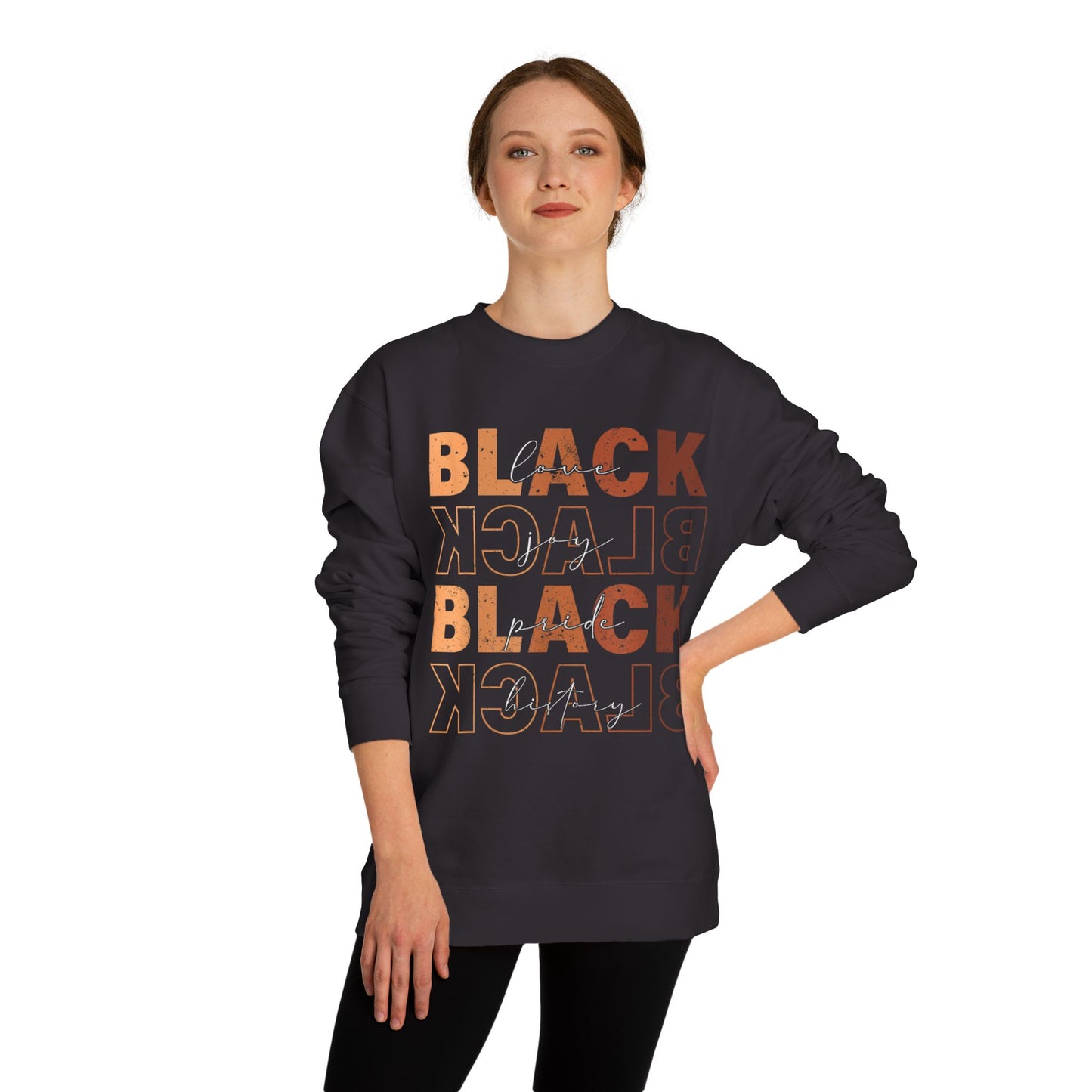 Black Pride Crewneck Sweatshirt — Retro Stacked "BLACK" Design