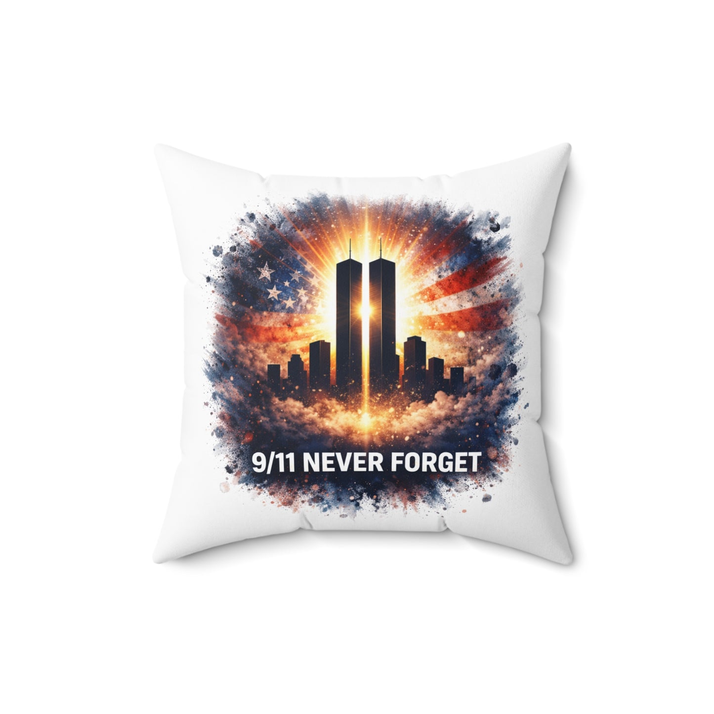 9/11 Never Forget Memorial Pillow — Twin Towers Tribute Throw Pillow