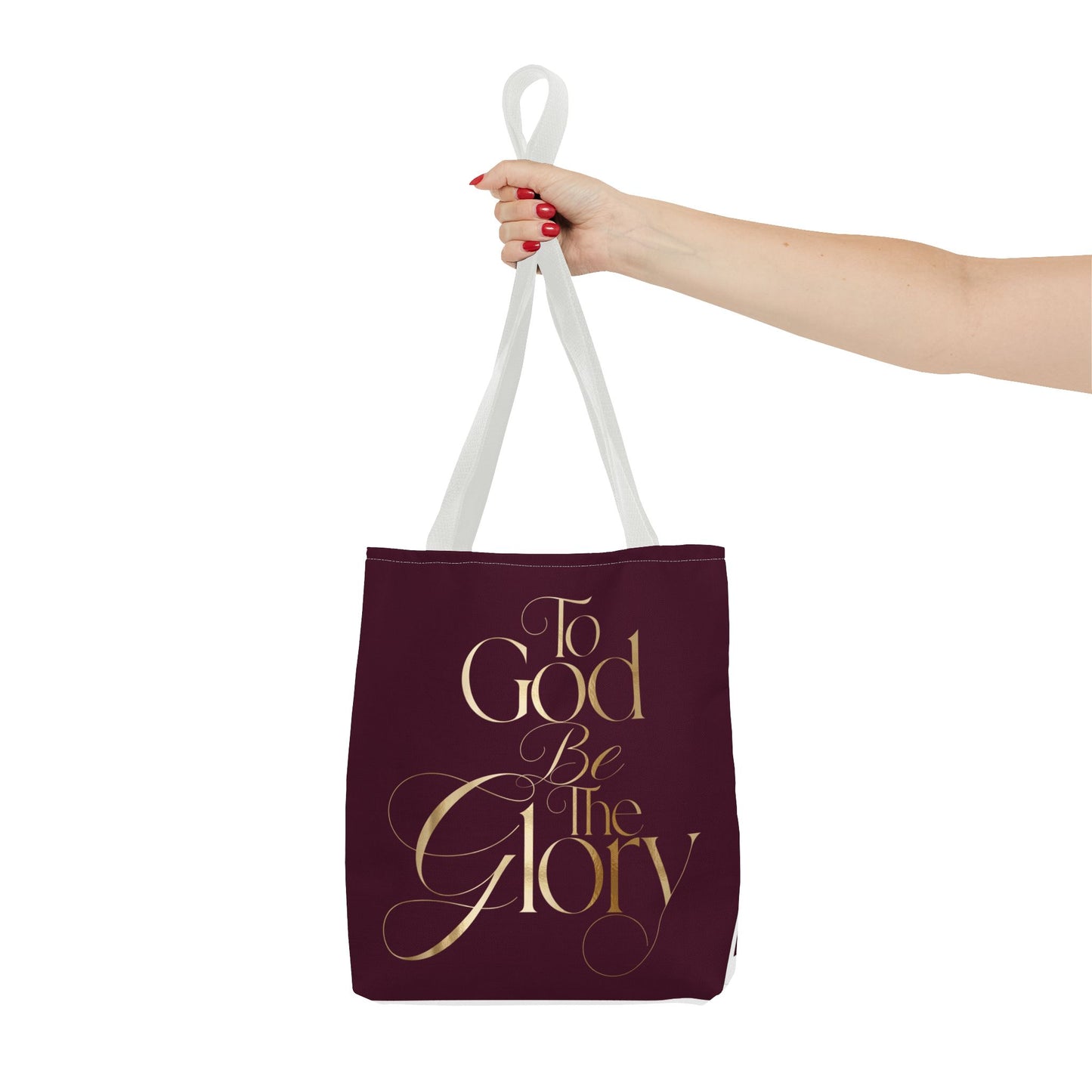 To God Be The Glory Burgundy Tote Bag — Inspirational Christian Scripture Tote