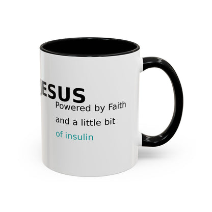 Christian Diabetes Coffee Mug – "Powered by Faith and a Little Bit of Insulin" Accent Mug (11/15oz)