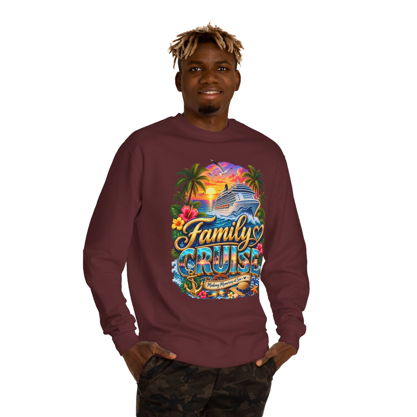 Family Cruise Sweatshirt – Tropical Cruise Vacation Crew Neck