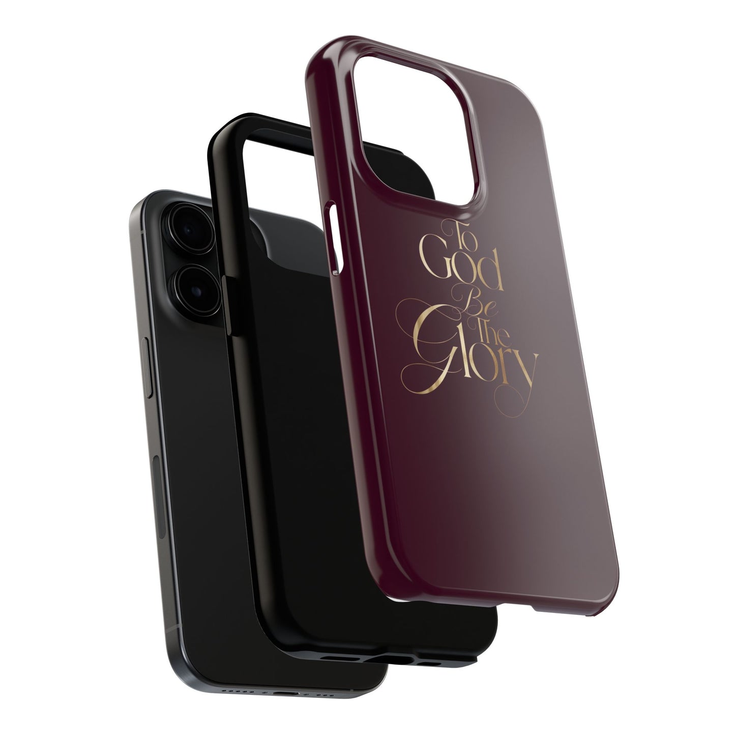 To God Be The Glory Tough Phone Case — Burgundy Gold Christian Scripture Cover