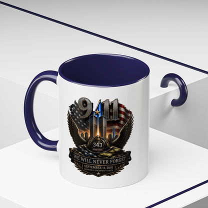 9/11 Memorial Coffee Mug - 'We Will Never Forget' Tribute Accent Mug