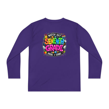 Seventh Grade Kids Long Sleeve Tee — "Watch Out… Here I Come" Back-to-School Shirt