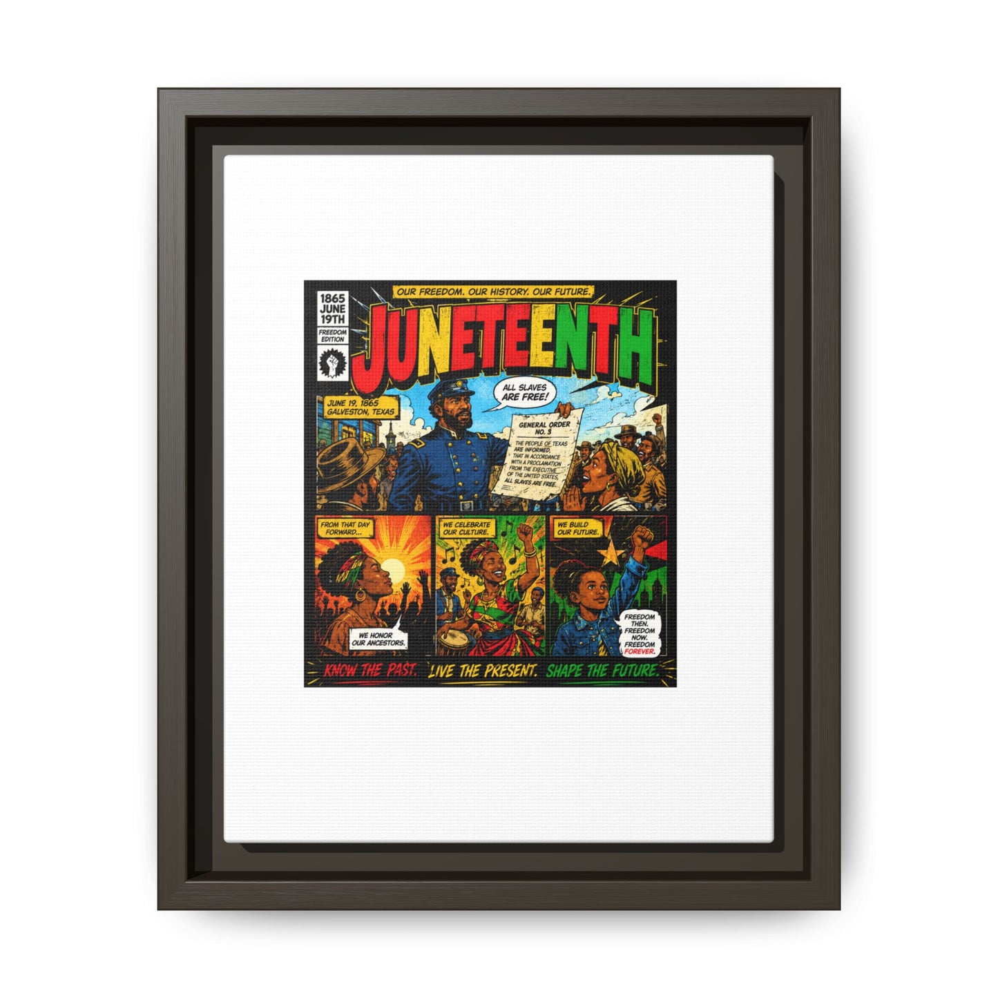 Juneteenth Comic Art Canvas - Framed Matte Wall Decor