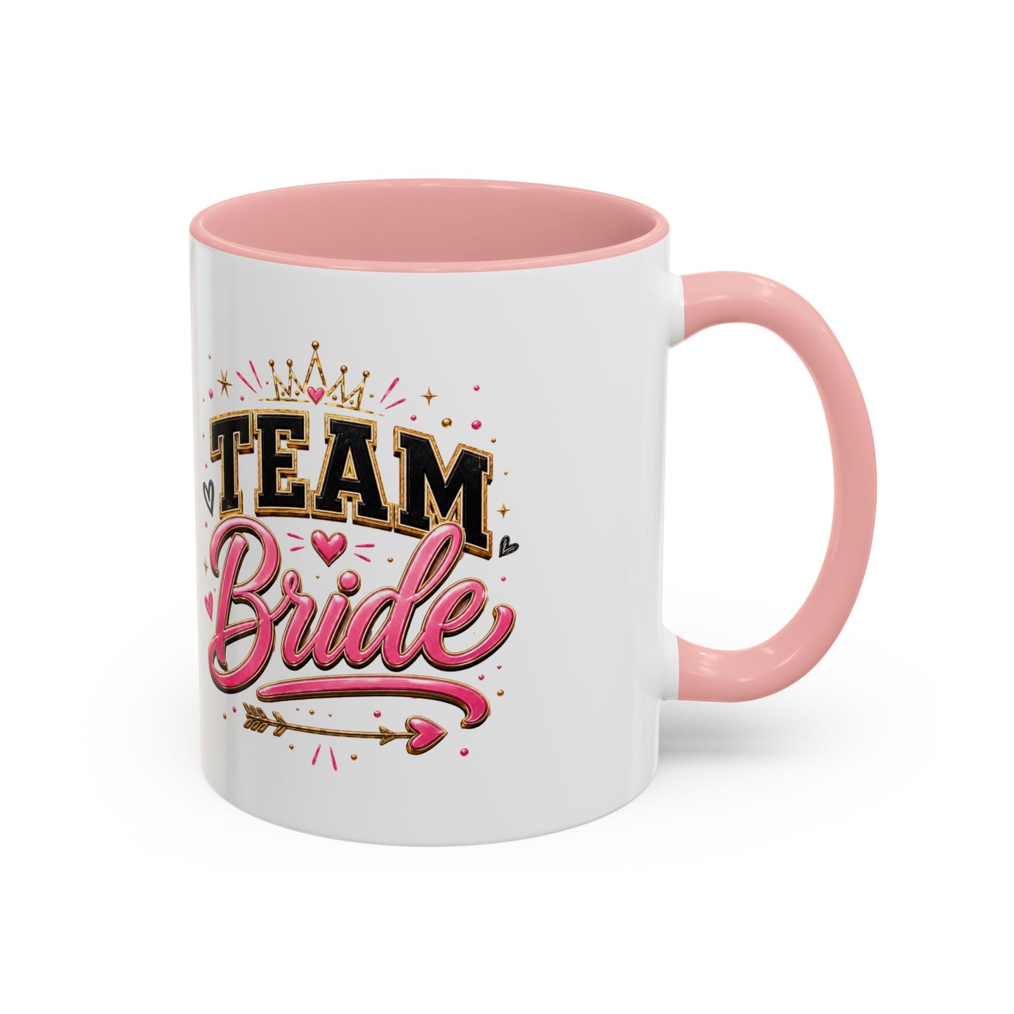 Team Bride Accent Coffee Mug — Pink & Gold Bachelorette Bridal Shower Gift (11/15 oz)