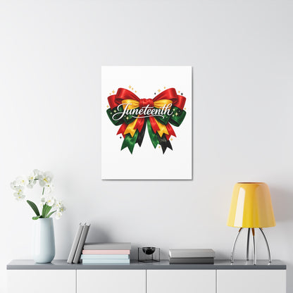 Juneteenth Celebration Stretched Canvas — Pan-African Ribbon Wall Art