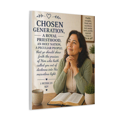 Stretched Canvas — "Chosen Generation" Inspirational Scripture Wall Art (1 Peter 2:9)