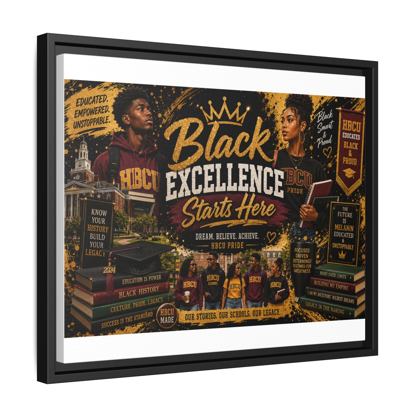Black Excellence Starts Here Framed Canvas