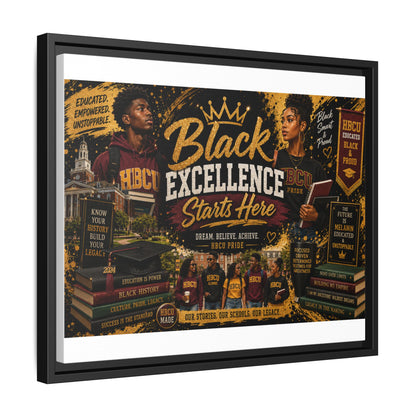 Black Excellence Starts Here Framed Canvas
