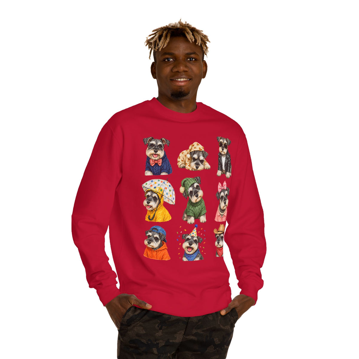 Cute Puppy Grid Sweatshirt — Watercolor Dogs Crewneck