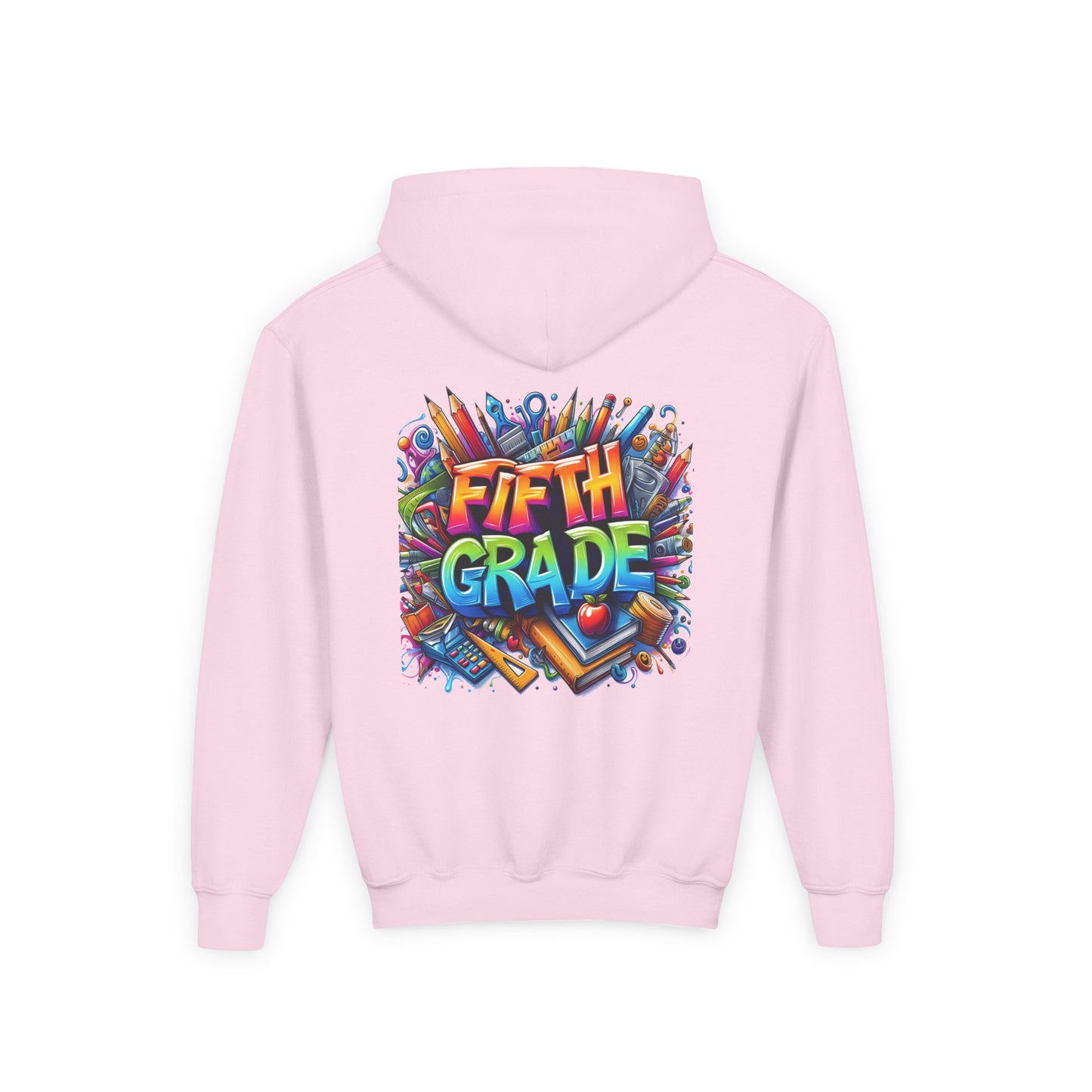 Fifth Grade Kids Hoodie - Colorful School Supplies Back-to-School Sweatshirt