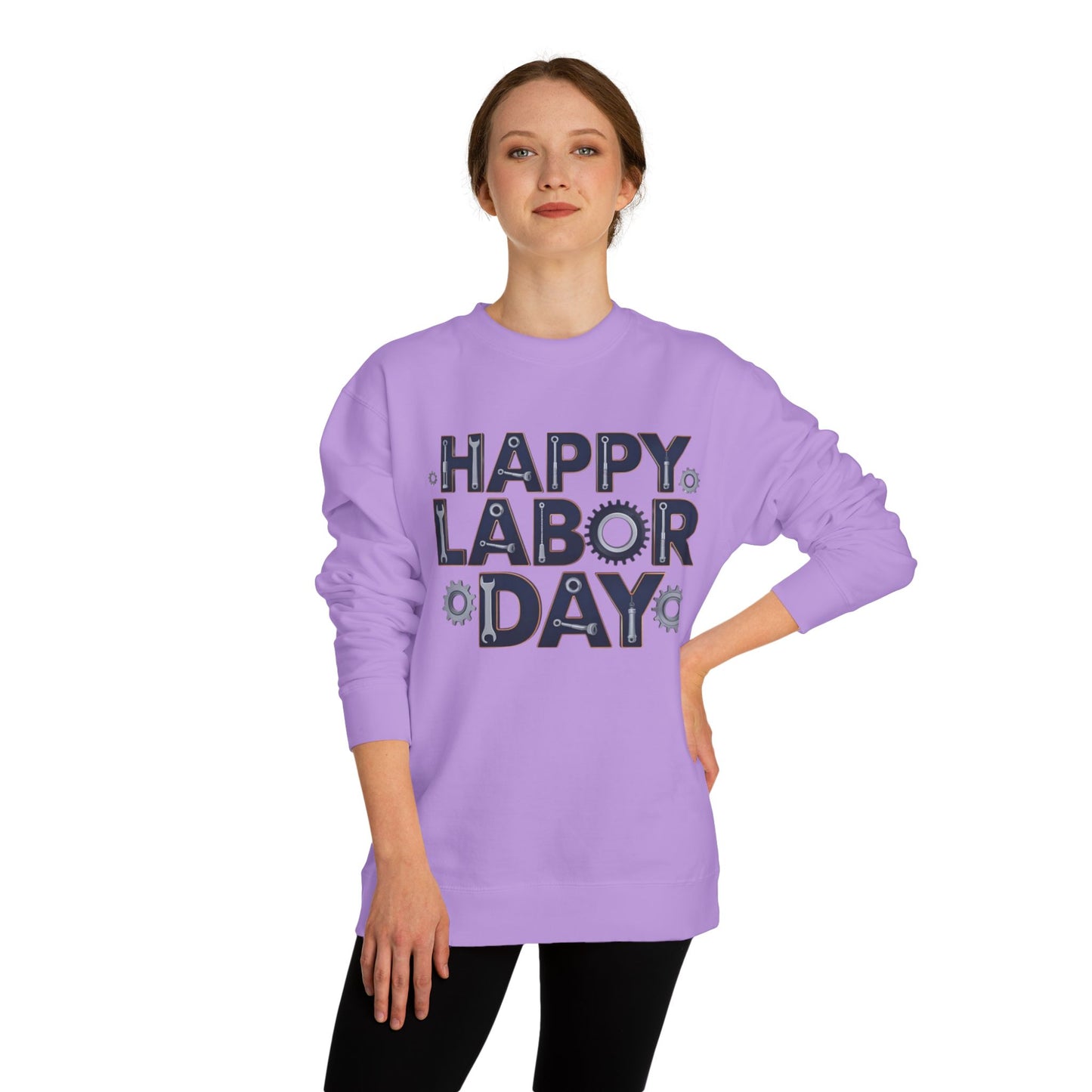 Labor Day Sweatshirt - "Happy Labor Day" Gear with Industrial Gear Design