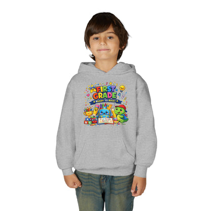 First Grade Hoodie - "First Grade Ready To Rule" Kids Back-to-School Sweatshirt