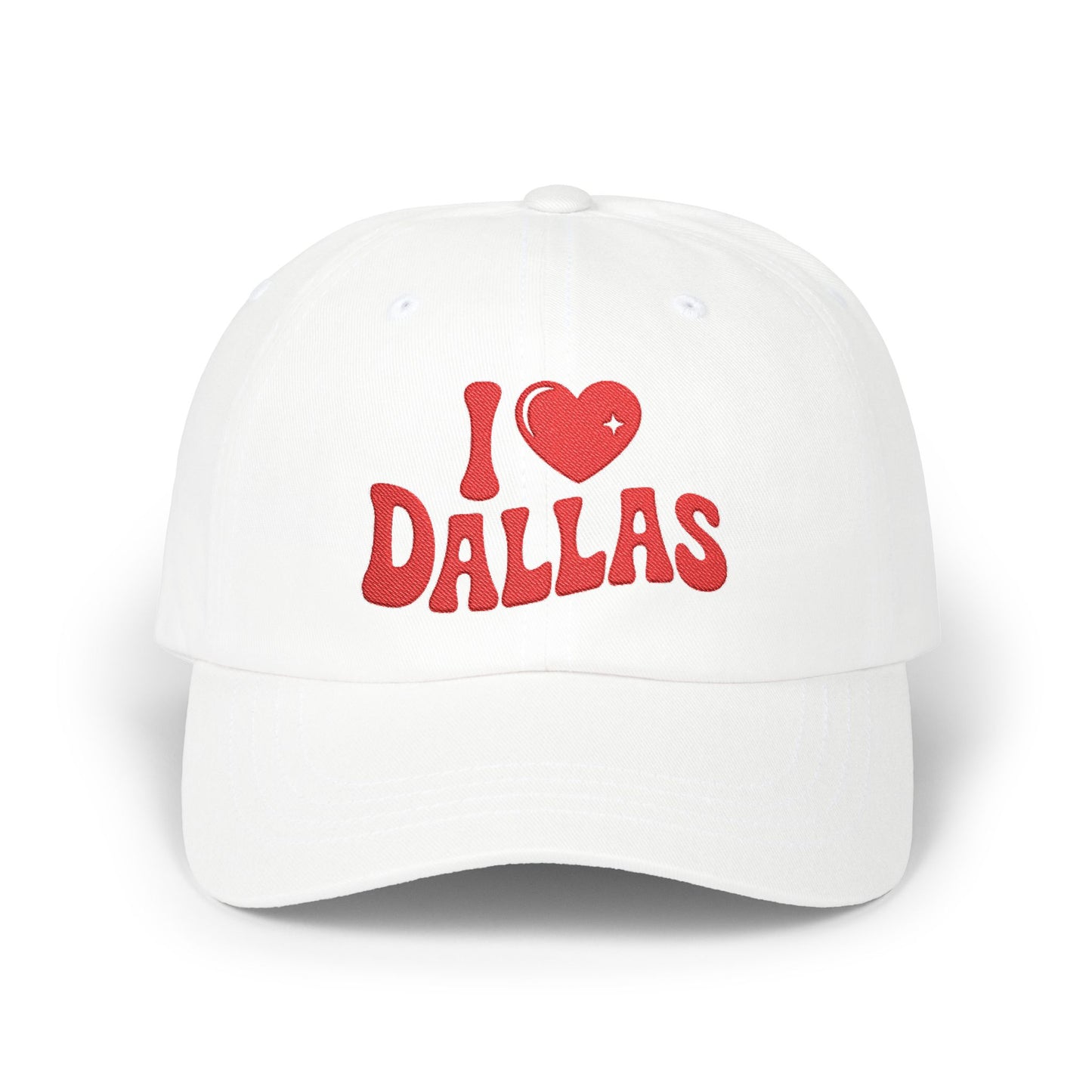 I  Dallas Dad Cap — Embroidered White Baseball Hat, Texas Souvenir Gift