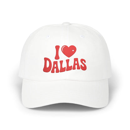I  Dallas Dad Cap — Embroidered White Baseball Hat, Texas Souvenir Gift