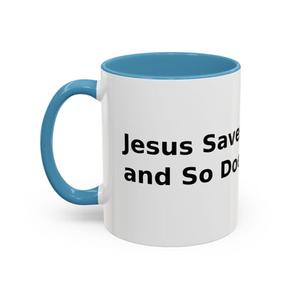 Accent Coffee Mug — “Faith + Medicine: Insulin Saves” Black-Accent Mug (11/15 oz)