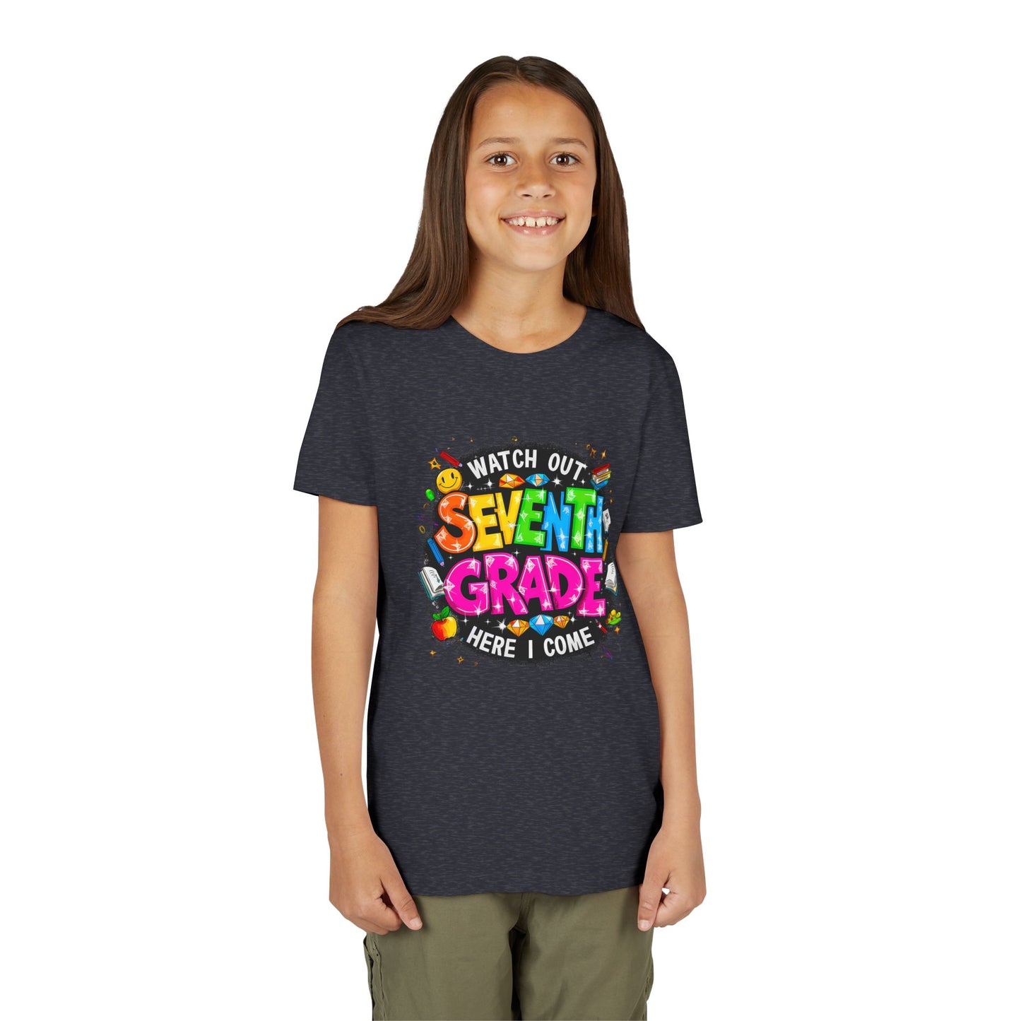 Seventh Grade Kids T‑Shirt — "Watch Out Seventh Grade Here I Come" Back‑to‑School Tee