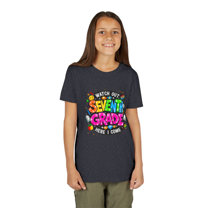 Seventh Grade Kids T‑Shirt — "Watch Out Seventh Grade Here I Come" Back‑to‑School Tee