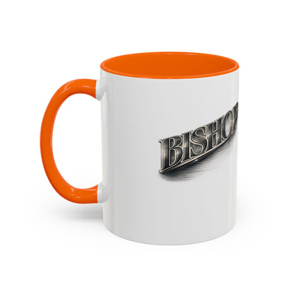 Vintage 'Bishop' Accent Coffee Mug — Retro Metallic Text Ceramic Mug (11/15oz)
