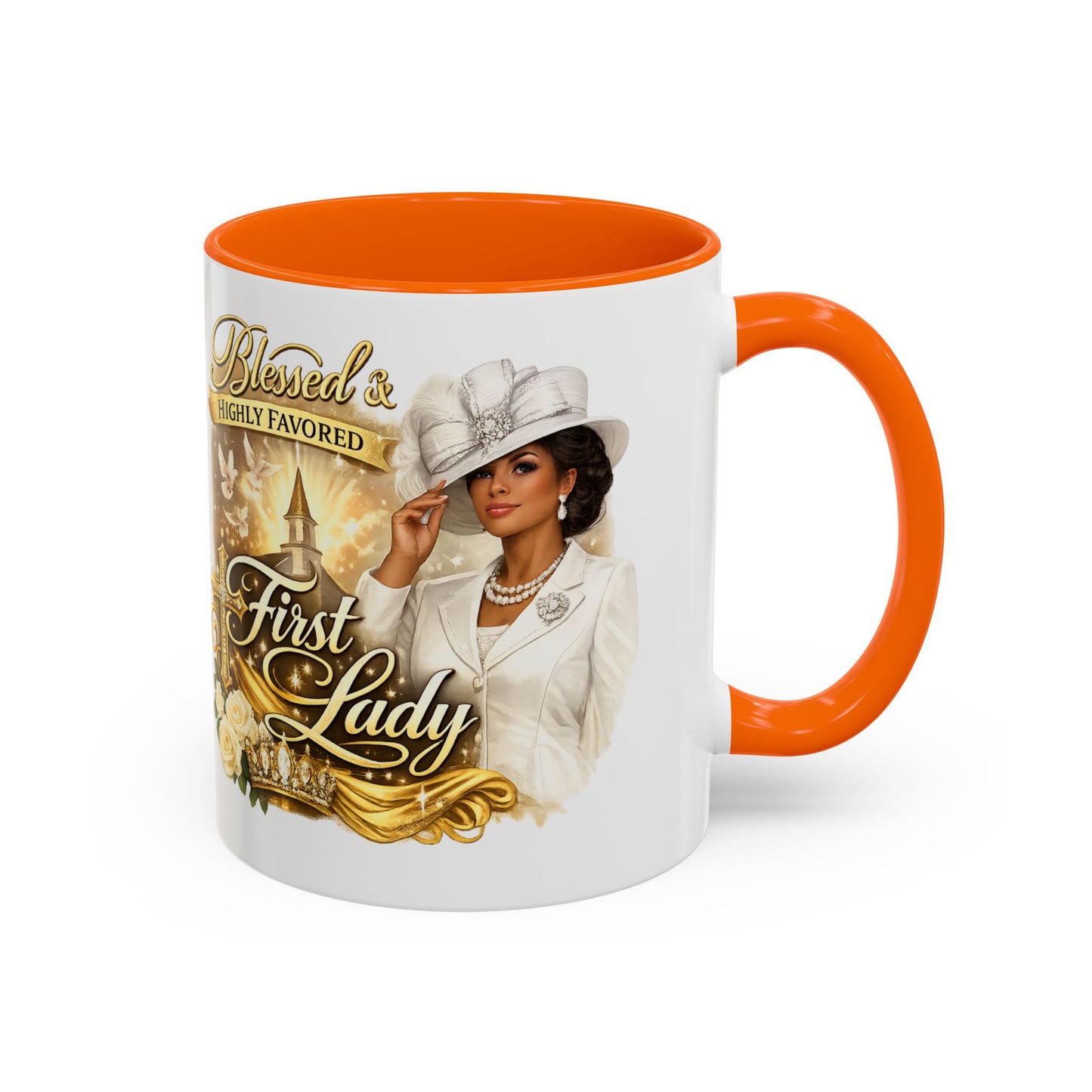 First Lady Inspirational Coffee Mug — "Blessed & Highly Favored" Accent Ceramic Mug