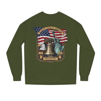 Liberty 250th Anniversary Sweatshirt — USA Flag, Statue of Liberty & Liberty Bell Design