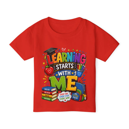 Toddler T-Shirt — "Learning Starts With Me" Colorful Back-to-School Tee