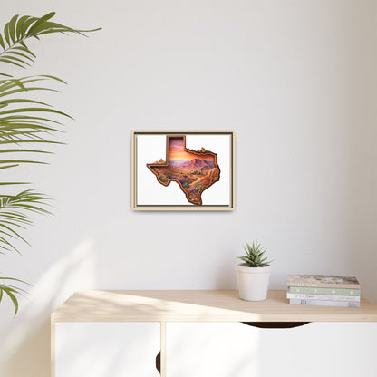 Framed Texas Landscape Matte Canvas — Desert Sunset State Art Print