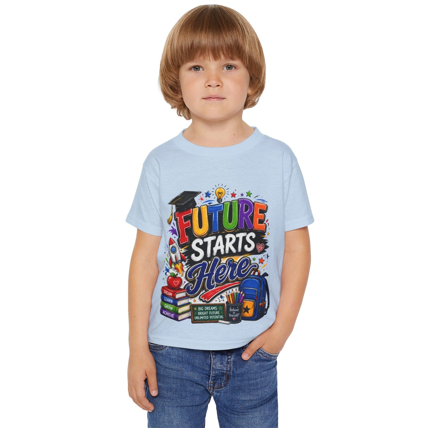 Toddler T-Shirt — "Future Starts Here" Back-to-School Graphic Tee