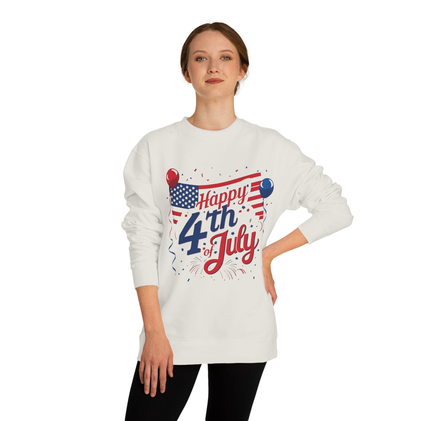 Happy 4th of July Crewneck Sweatshirt — Patriotic American Flag Design