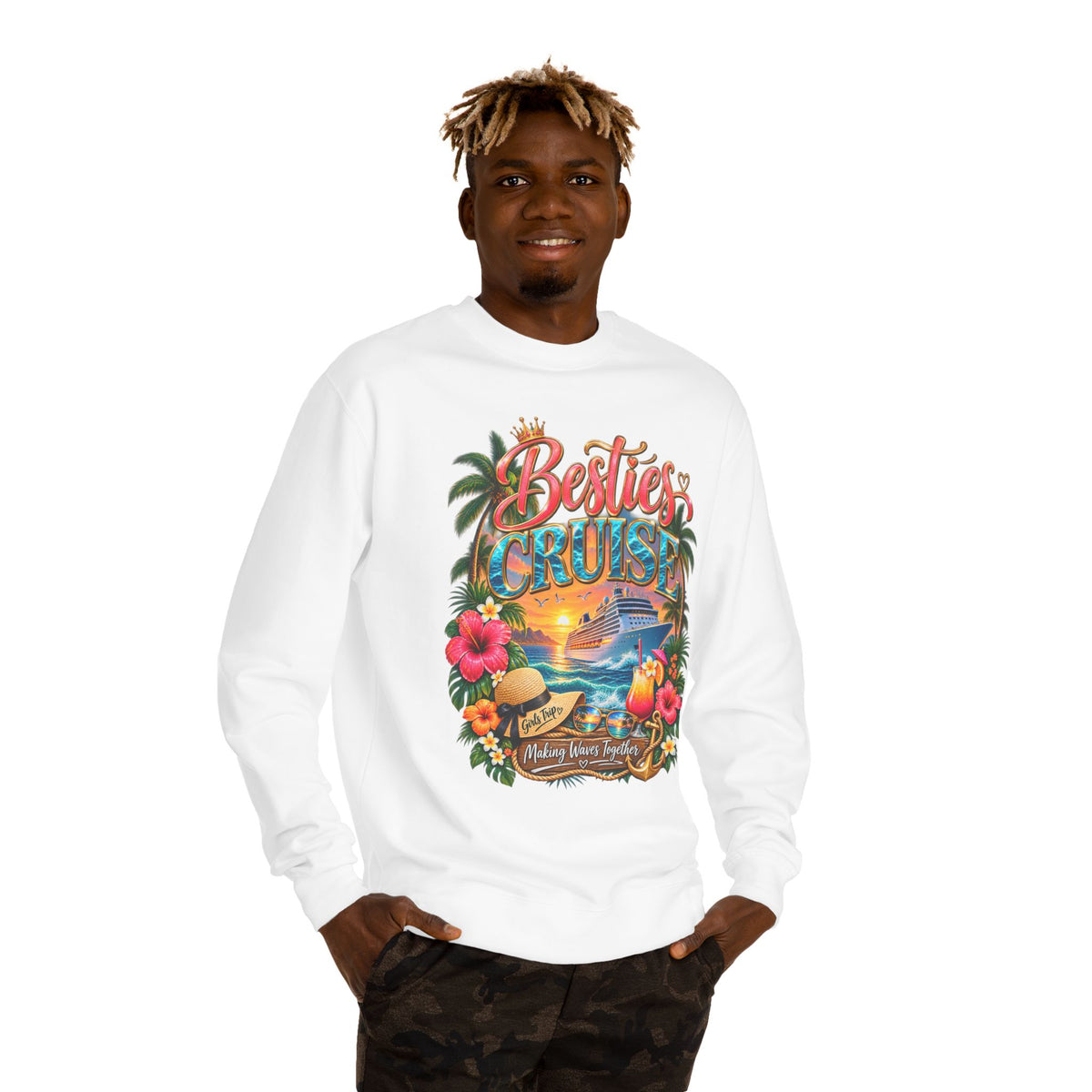Besties Cruise Sweatshirt — Friends Tropical Vacation Pullover