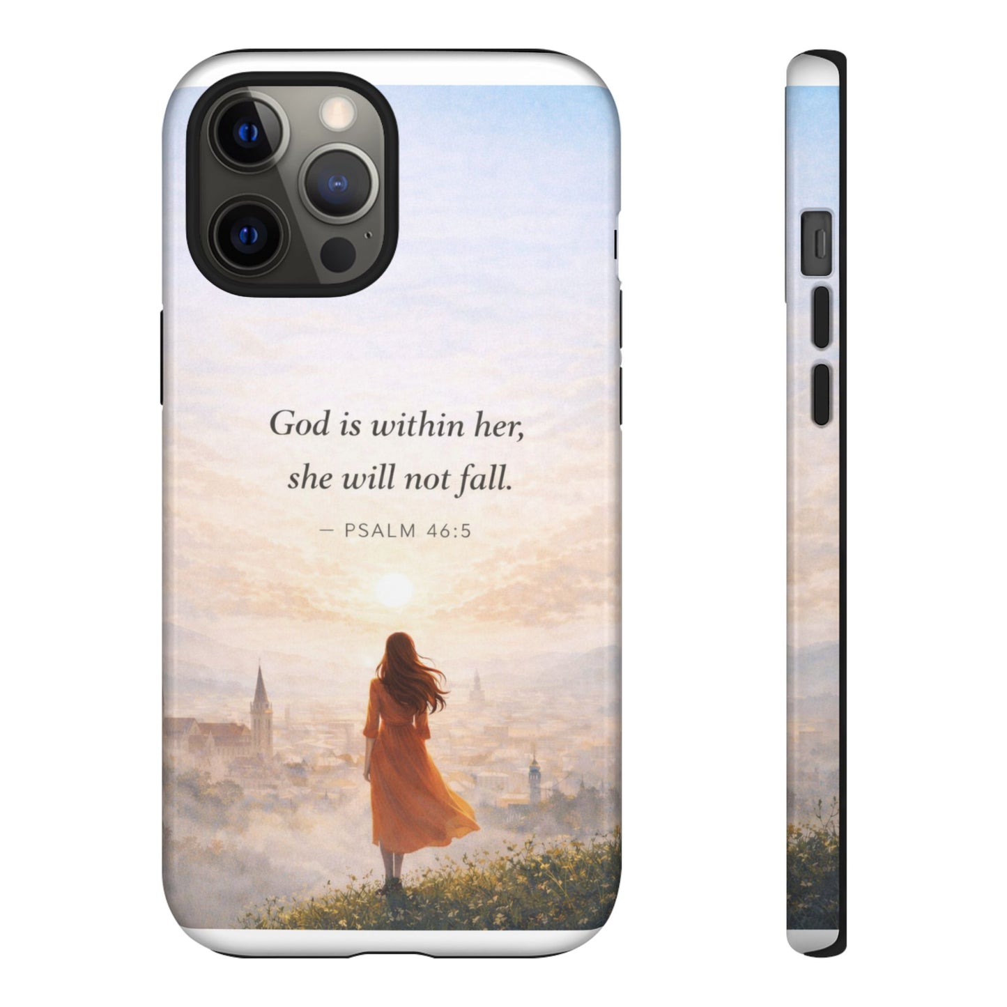 Inspirational Psalm 46:5 Phone Case — 'God is within her, she will not fall' Christian Phone Cover