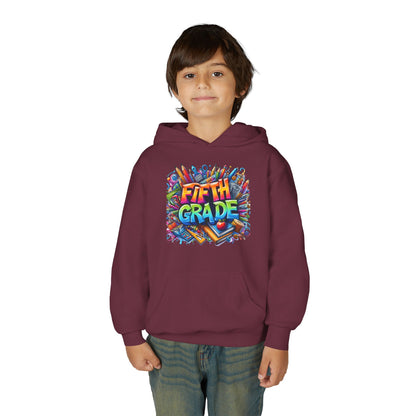 Fifth Grade Kids Hoodie - Colorful School Supplies Back-to-School Sweatshirt