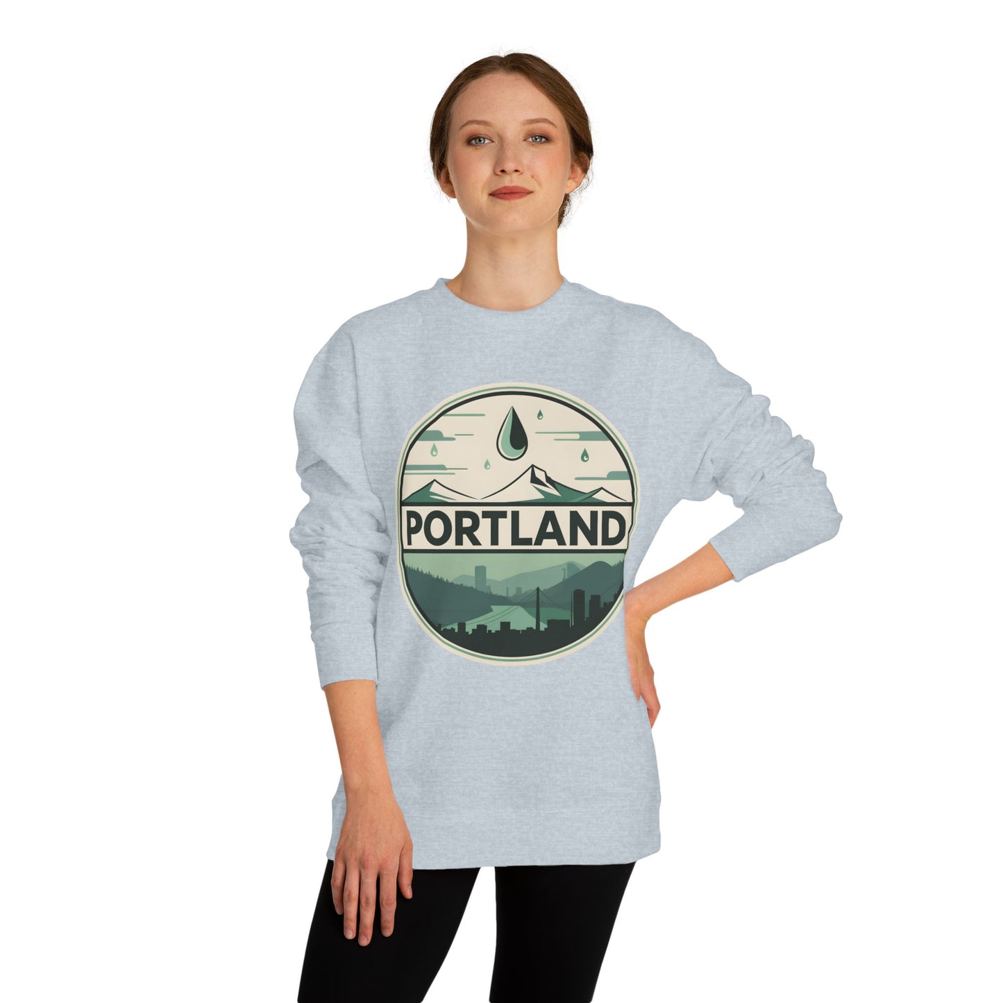 Portland Rainy Skyline Crewneck Sweatshirt